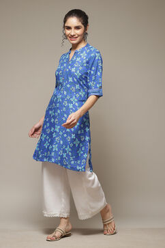Blue LIVA Straight Kurta image number 0